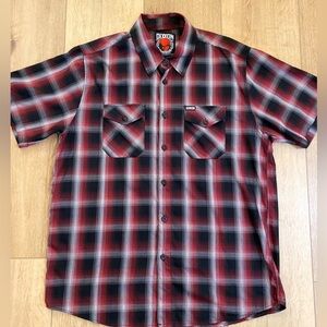DIXXON Shirt Men's Size XL Uppercut Red and Black Plaid Casual Button Down